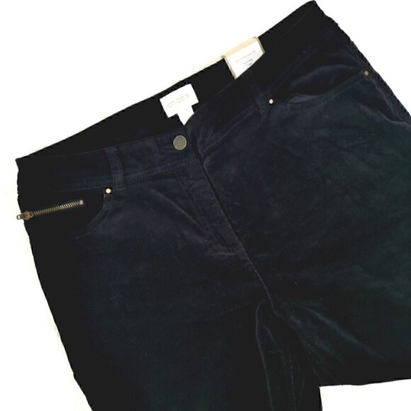 NWT Chico's Women's 1.5R Mid Black Corduroy Pants - Picture 6 of 14